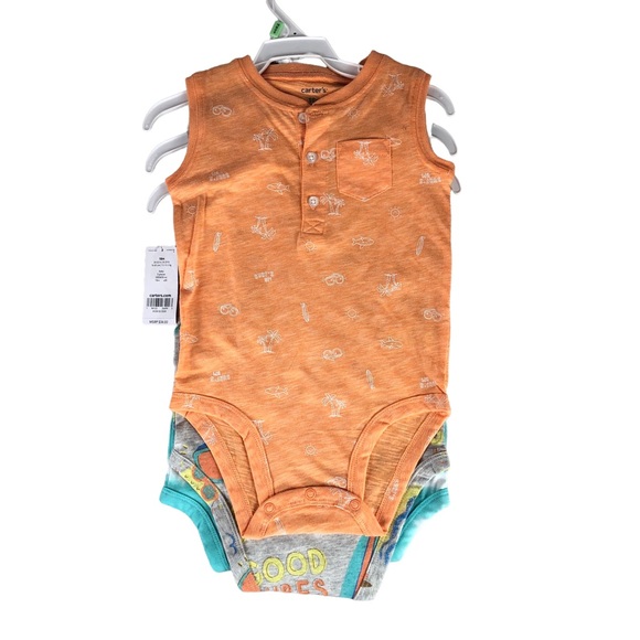 CARTER'S Baby Girls 3-Pack Sleeveless Bodysuits - Picture 2 of 8